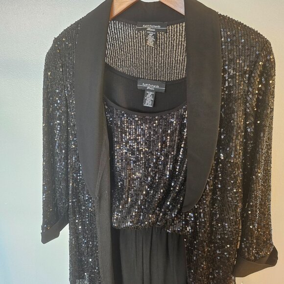 Black Sequined Jacket, Top & Pants Petite 3-Pc(NWT) - Picture 12 of 13